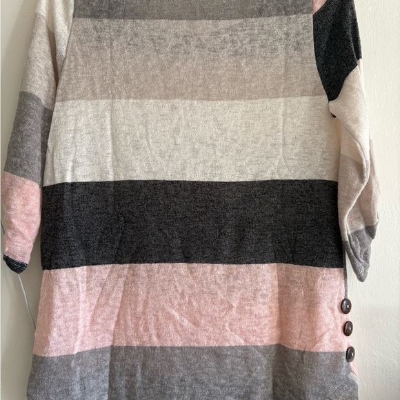 Flamingo Urban Long Sleeve Striped Top - Pink, Gray, Cream - Picture 4 of 6
